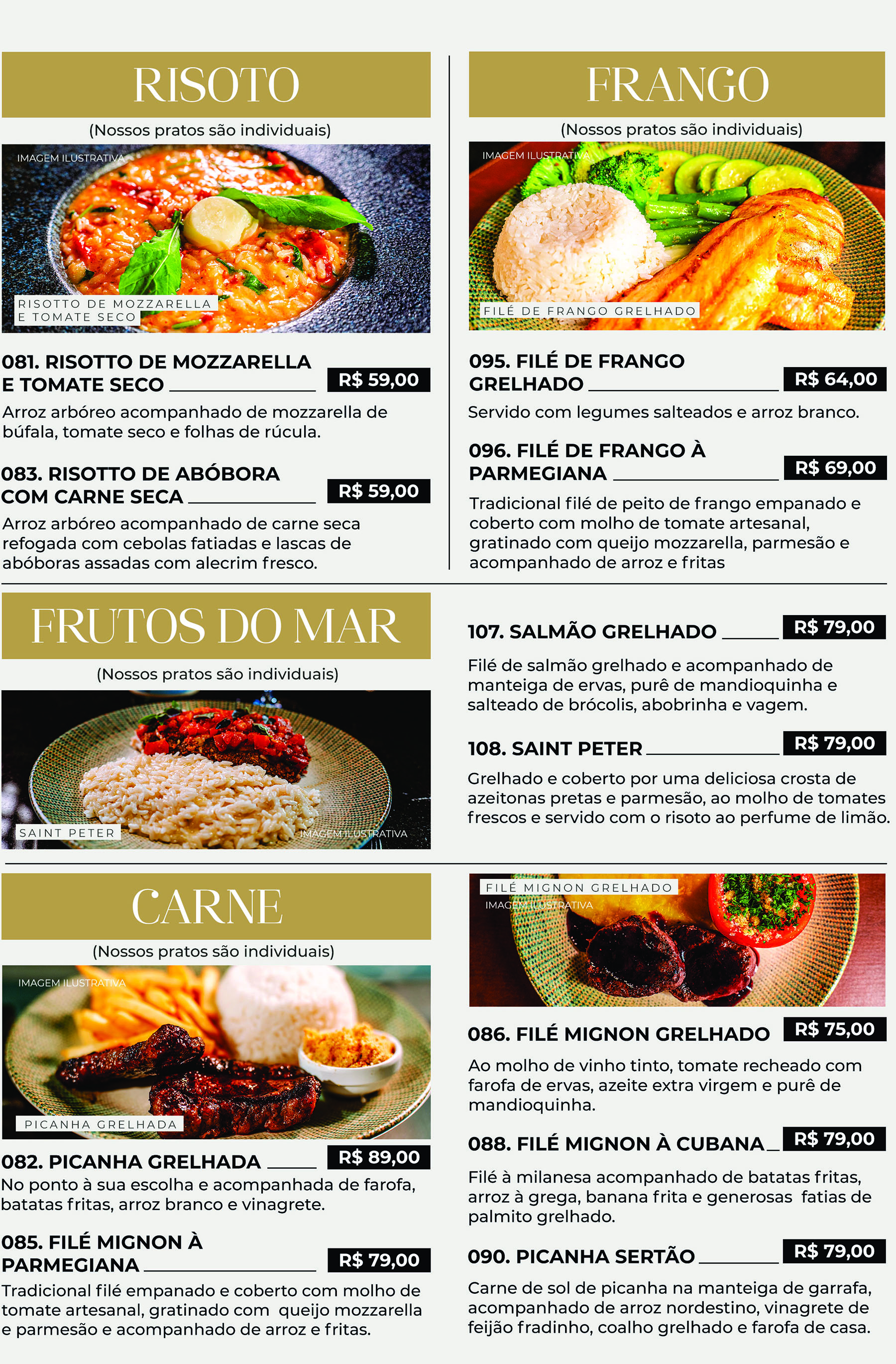 Risotos, Carnes e Frutos do Mar